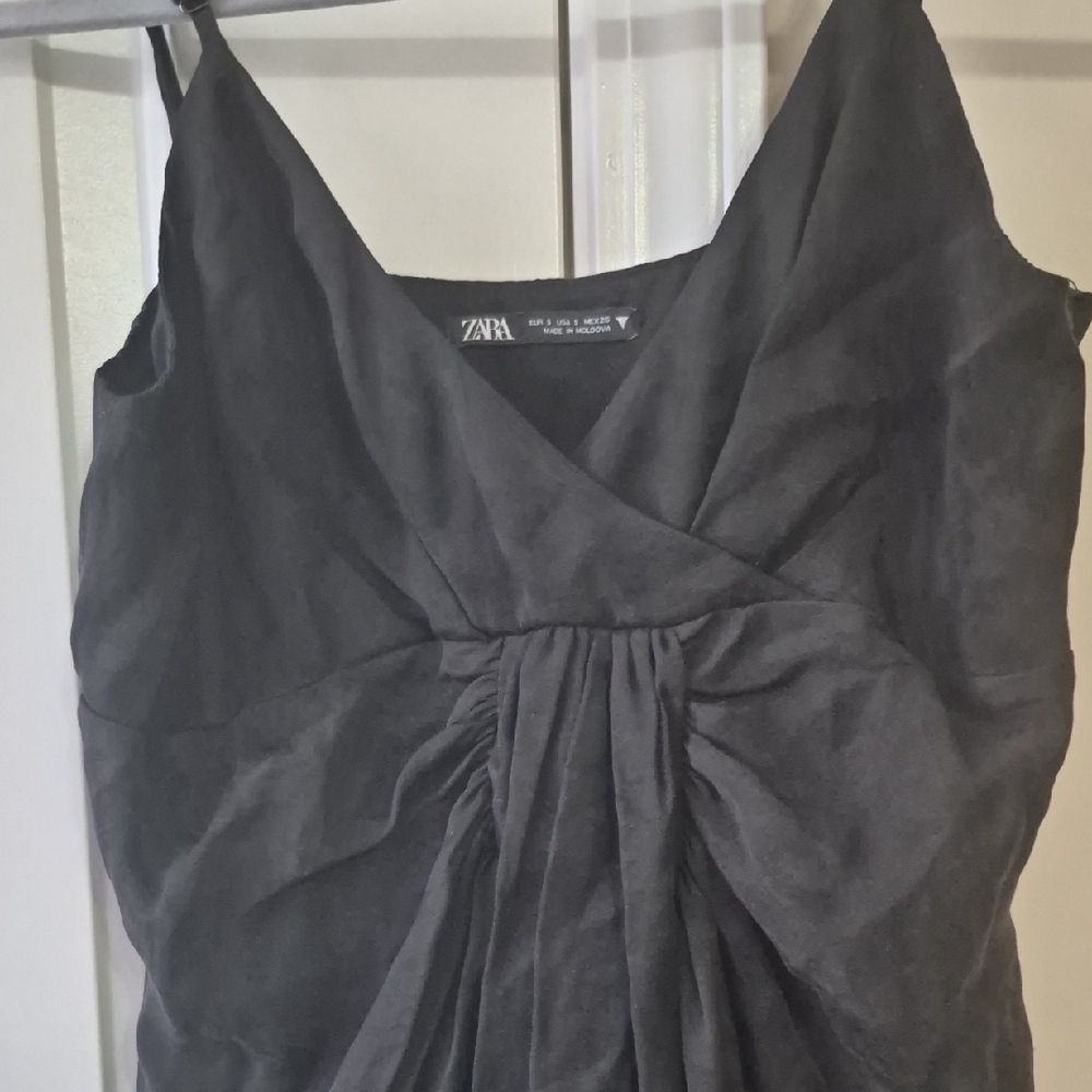 Zara Black Pleated Ruched Strapless Sundress